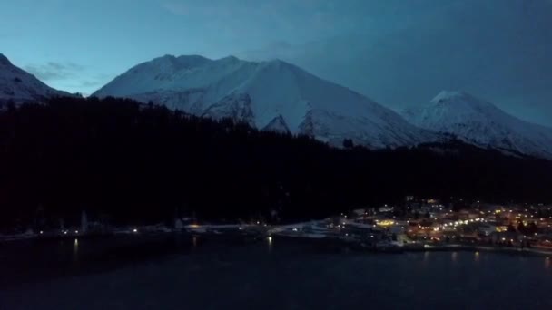 スワード アラスカと冷たい冬の夜に周辺地域 — ストック動画