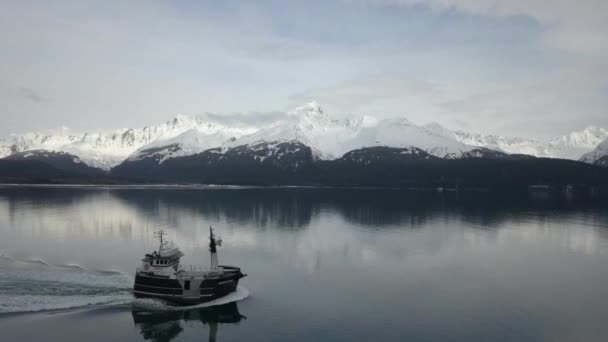 Kommerzielle Heilbutt Fischerboote Auf Den Gewässern Der Auferstehungsbucht Seealaska — Stockvideo