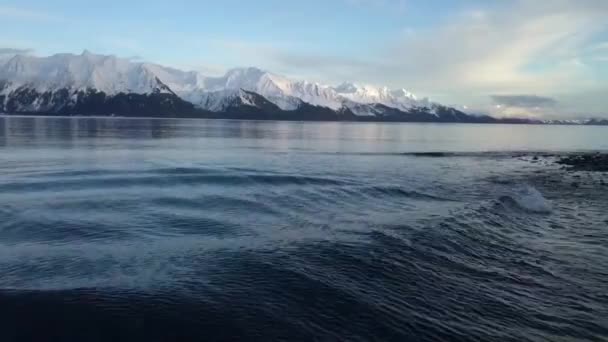 Atemberaubende Abendausblicke Auf Die Winterflut Alaska — Stockvideo