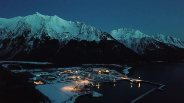 Seward Alaska Och Omgivande Områden Kall Vinterkväll — Stockvideo