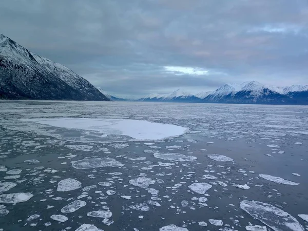 Vue Hivernale Sur Péninsule Kenai Alaska Les Montagnes Chugach — Photo