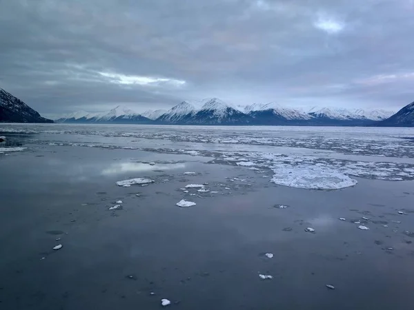 Vistas Invierno Península Kenai Alaska Las Montañas Chugach —  Fotos de Stock