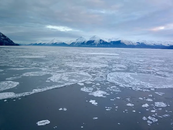 Vista Invernale Sulla Penisola Del Kenai Alaska Sulle Montagne Chugach — Foto Stock