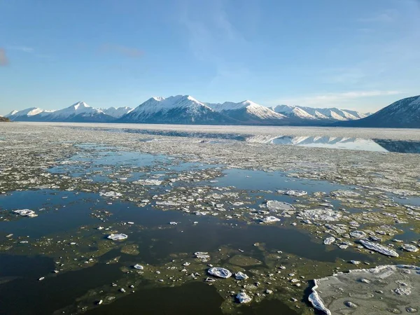 Winter Uitzicht Alaska Onder Kenai Peninsula Chugach Bergen — Stockfoto