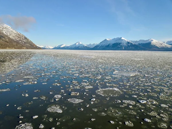 Vista Invernale Sulla Penisola Del Kenai Alaska Sulle Montagne Chugach — Foto Stock