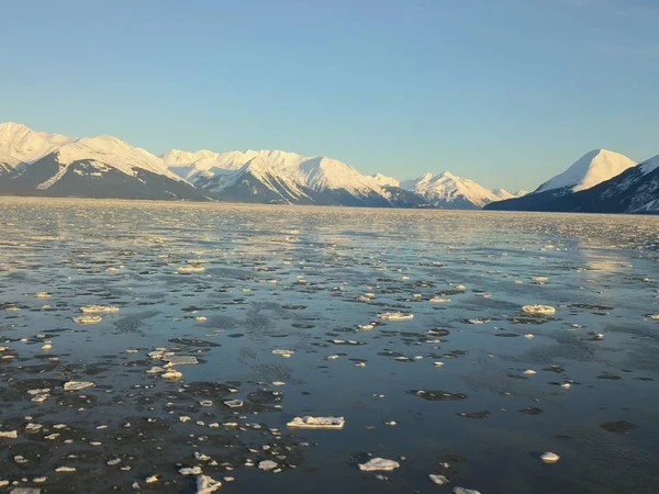 Téli Kilátás Alaska Kenai Félszigeten Chugach Hegység — Stock Fotó