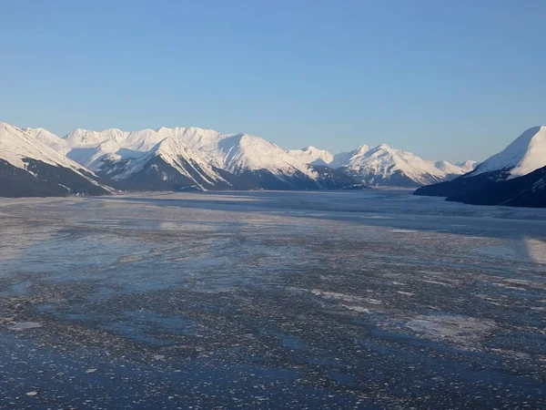 Зимний Вид Полуостров Кенай Аляске Горы Чугач — стоковое фото