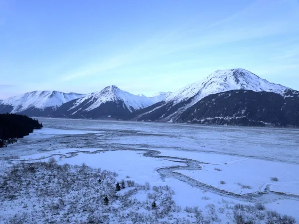 Vistas Invierno Península Kenai Alaska Las Montañas Chugach —  Fotos de Stock