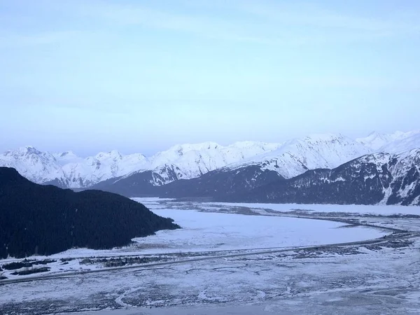 Zimní Výhled Poloostrov Kenai Aljašky Chugach Mountains — Stock fotografie