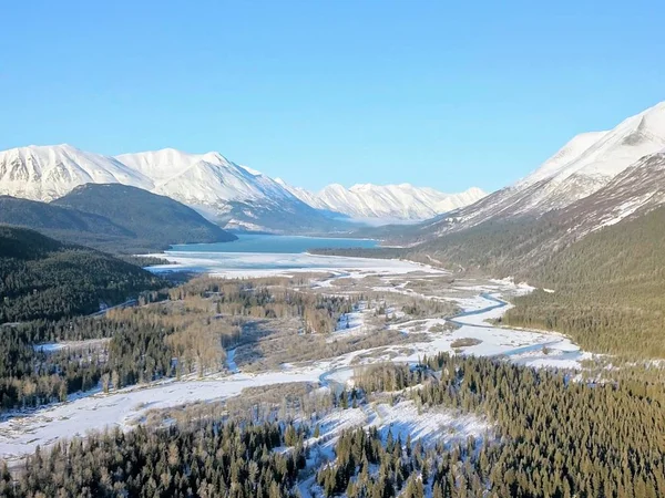 Vistas Inverno Península Kenai Alasca Das Montanhas Chugach — Fotografia de Stock