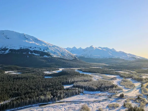 Vistas Inverno Península Kenai Alasca Das Montanhas Chugach — Fotografia de Stock