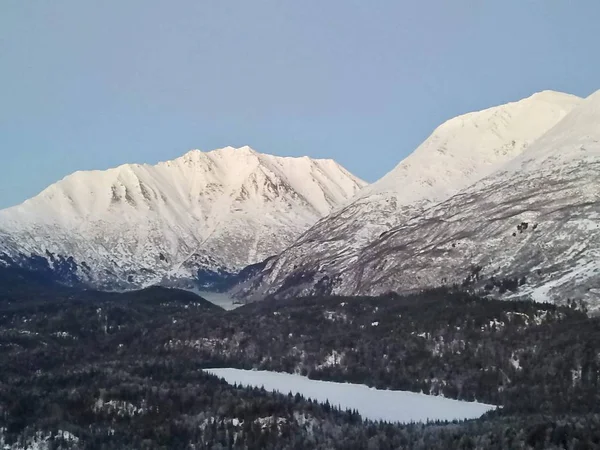 Zimní Výhled Poloostrov Kenai Aljašky Chugach Mountains — Stock fotografie