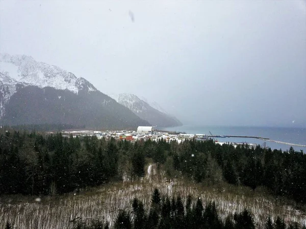 Winter Uitzicht Alaska Onder Kenai Peninsula Chugach Bergen — Stockfoto