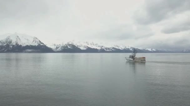 Kereskedelmi Laposhal Horgászcsónak Utazás Feltámadás Bay Seward Alaszkában — Stock videók