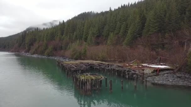 Old World War Two Emplacement Alaska Only Accessible Boat — Stock Video