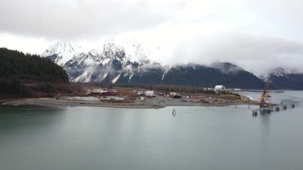 Вид Верфи Аляску Заброшенный Завод — стоковое видео