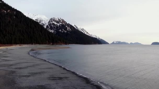 Avond Strand Uitzicht Vanuit Alaska — Stockvideo