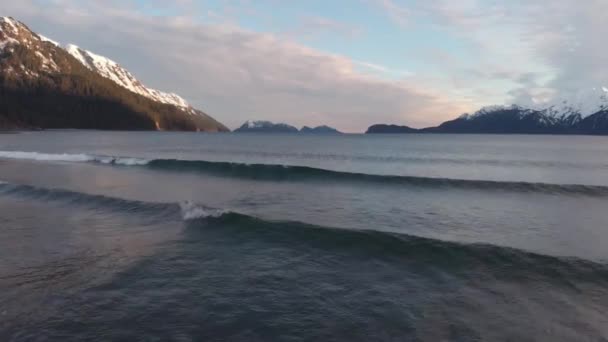 Vågor Stranden Alaska — Stockvideo