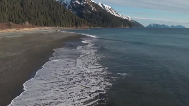 阿拉斯加海滩上的波浪 — 图库视频影像