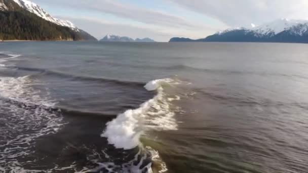 Vlny Pláži Aljašce — Stock video