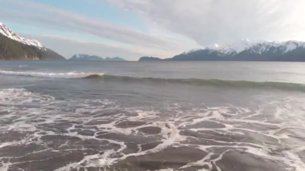 Golven Het Strand Alaska — Stockvideo