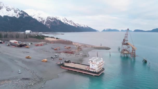 Arbeitsboote Auf Der Auferstehungsbucht Alaska — Stockvideo
