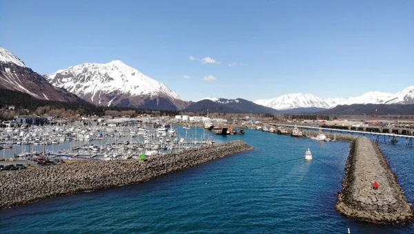 Seward Alaszka Kis Hajó Kikötő — Stock Fotó