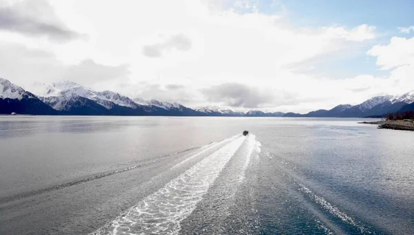 Malé Rybářské Čluny Plachetnice Polosurfaři Kteří Hrají Zátoce Vzkříšení Aljašce — Stock fotografie