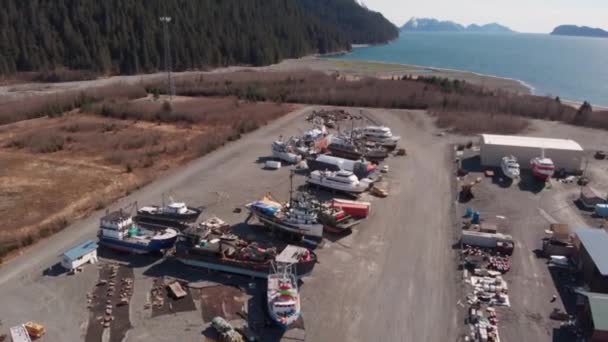 Uitzicht Vanaf Drukke Scheepswerven Alaska — Stockvideo