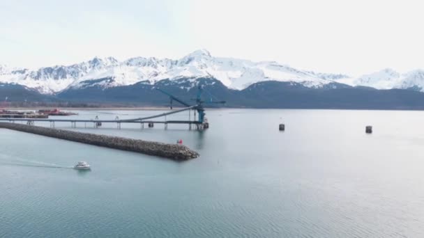Boote Der Auferstehungsbucht Und Seehafen Alaska — Stockvideo