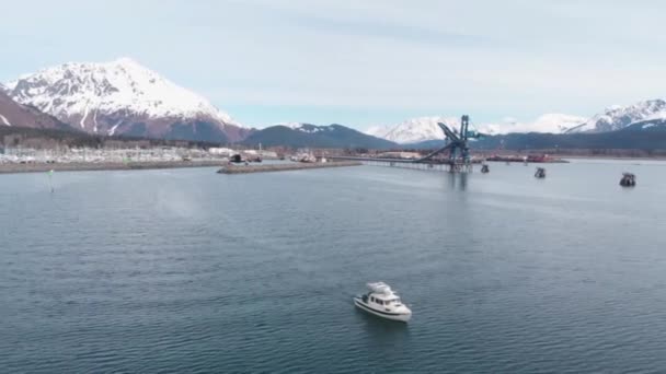 Båtar Resurrection Bay Och Seward Boat Harbor Alaska — Stockvideo