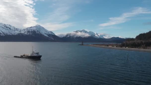 Barcos Baía Ressurreição Porto Barco Seward Alasca — Vídeo de Stock