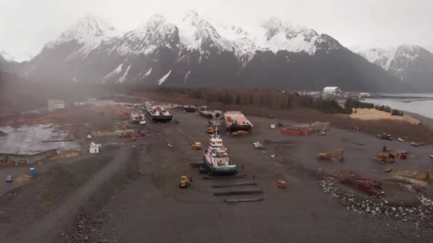 Views Busy Shipyards Alaska — Stock Video