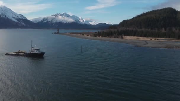 Båtar Resurrection Bay Seward Alaska — Stockvideo