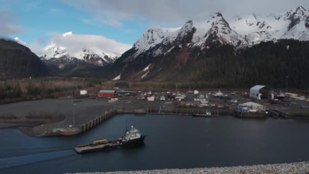 Groot Schip Het Water Alaska — Stockvideo