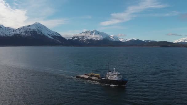Båtar Resurrection Bay Seward Alaska — Stockvideo