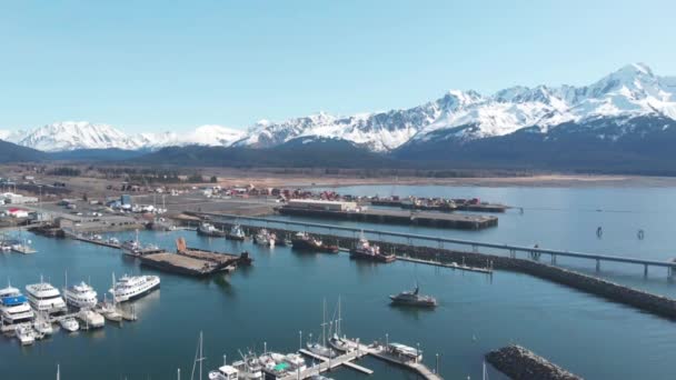 Seward Alaska Diriliş Körfezi Nde Tekneler — Stok video