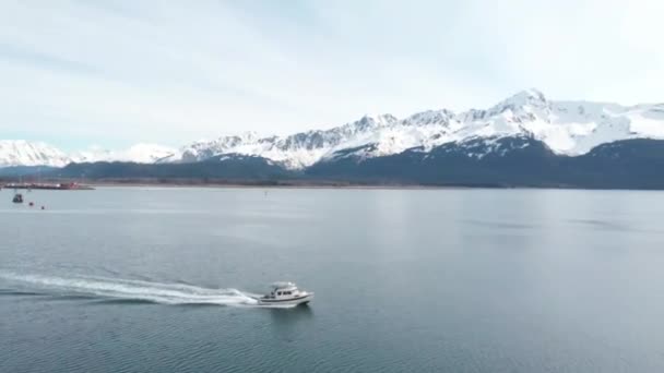 Boten Resurrection Bay Seward Alaska — Stockvideo