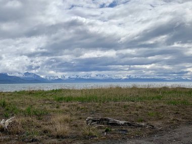 Views of Kachemak bay and the spit in Homer Alaska  clipart