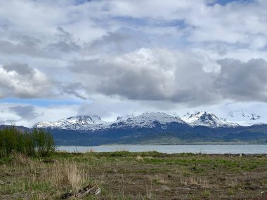 Homer Alaska'da Kachemak körfezi ve tükürük manzarası 