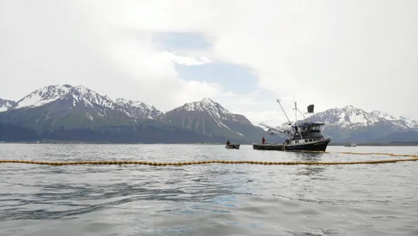 Εμπορικοί Αλιείς Σολομού Που Εργάζονται Στην Αλάσκα — Φωτογραφία Αρχείου