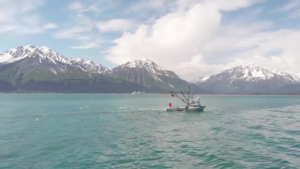 Komercyjny Rybacy Łosoś Pracujący Alasce — Wideo stockowe