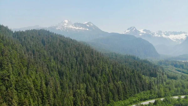 Cenário Alasca Como Visto Através Fumaça Incêndios Florestais Queimando Verão — Fotografia de Stock
