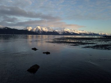 Evening sunset in Alaska during the winter  clipart