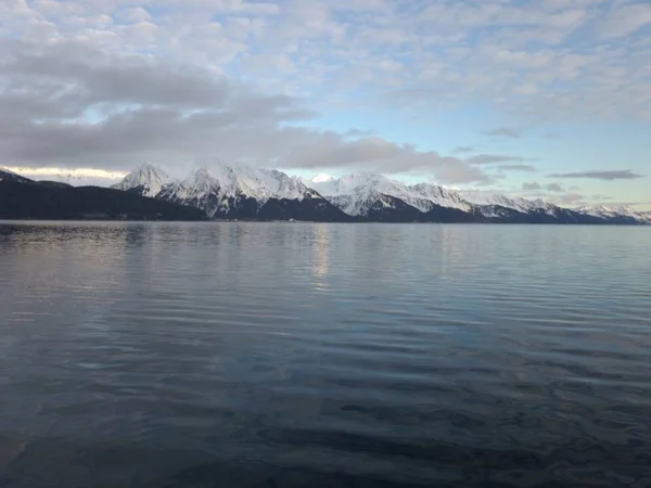 Kvälls Solnedgång Alaska Vintern — Stockfoto