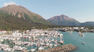 Seward Alaska tekne limanının manzarası
