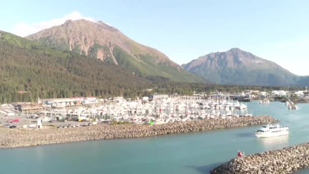 Pemandangan Pelabuhan Perahu Seward Alaska — Stok Video