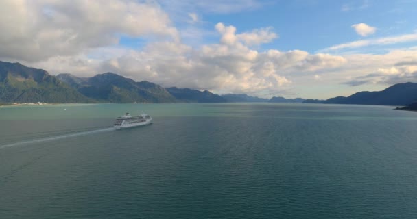 Indústria Marítima Navios Cruzeiro Barcos Pesca Paisagem Natural Seward Alasca — Vídeo de Stock