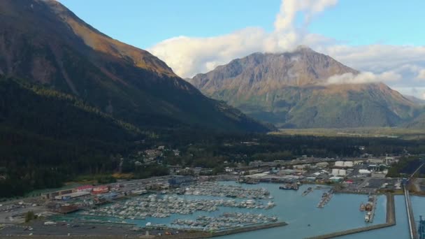 Námořní Průmysl Výletní Lodě Rybářské Čluny Přírodní Scenérie Seward Aljaška — Stock video
