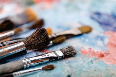 farklı Boya fırçaları yakın çekim